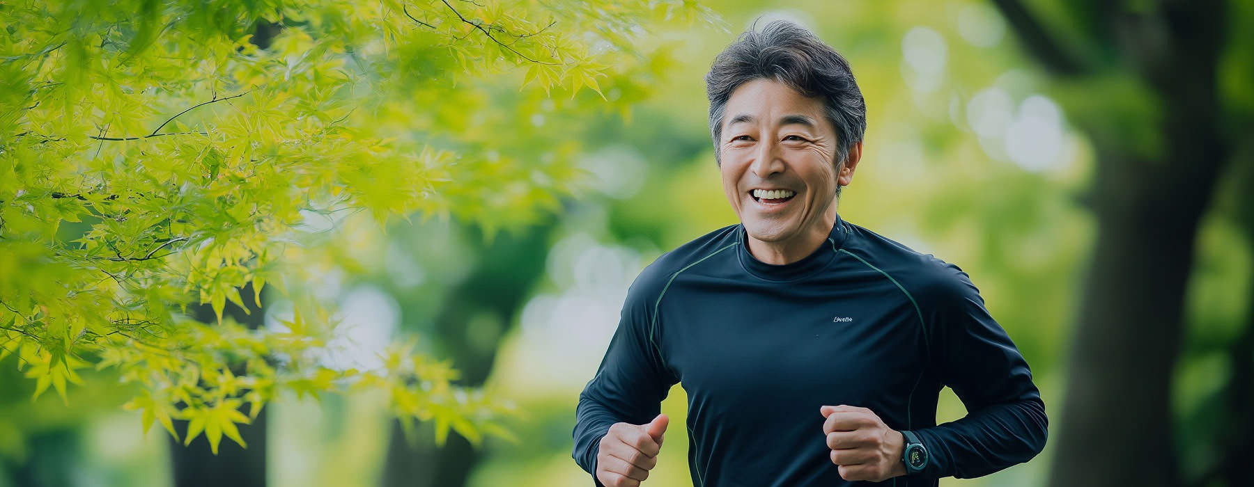 man running through a park
